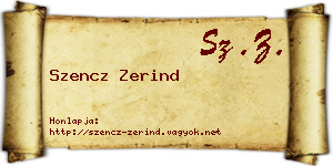 Szencz Zerind névjegykártya